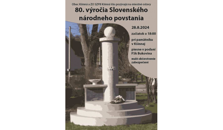  ZMENA ČASU KONANIA PODUJATIA           80. výročie Slovenského národného povstania