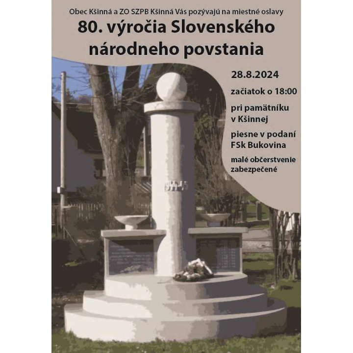  ZMENA ČASU KONANIA PODUJATIA           80. výročie Slovenského národného povstania